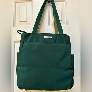 Eddie Bauer Shoulderbag. Kelly Green poly w/nylon inner. Trimmed flannel plaid